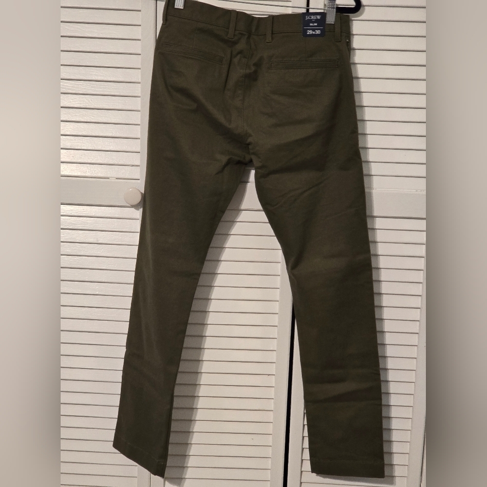 J. Crew Slim Flex TruTemp365 Pants 29x30 Olive Green Mens NWT - Picture 2 of 7